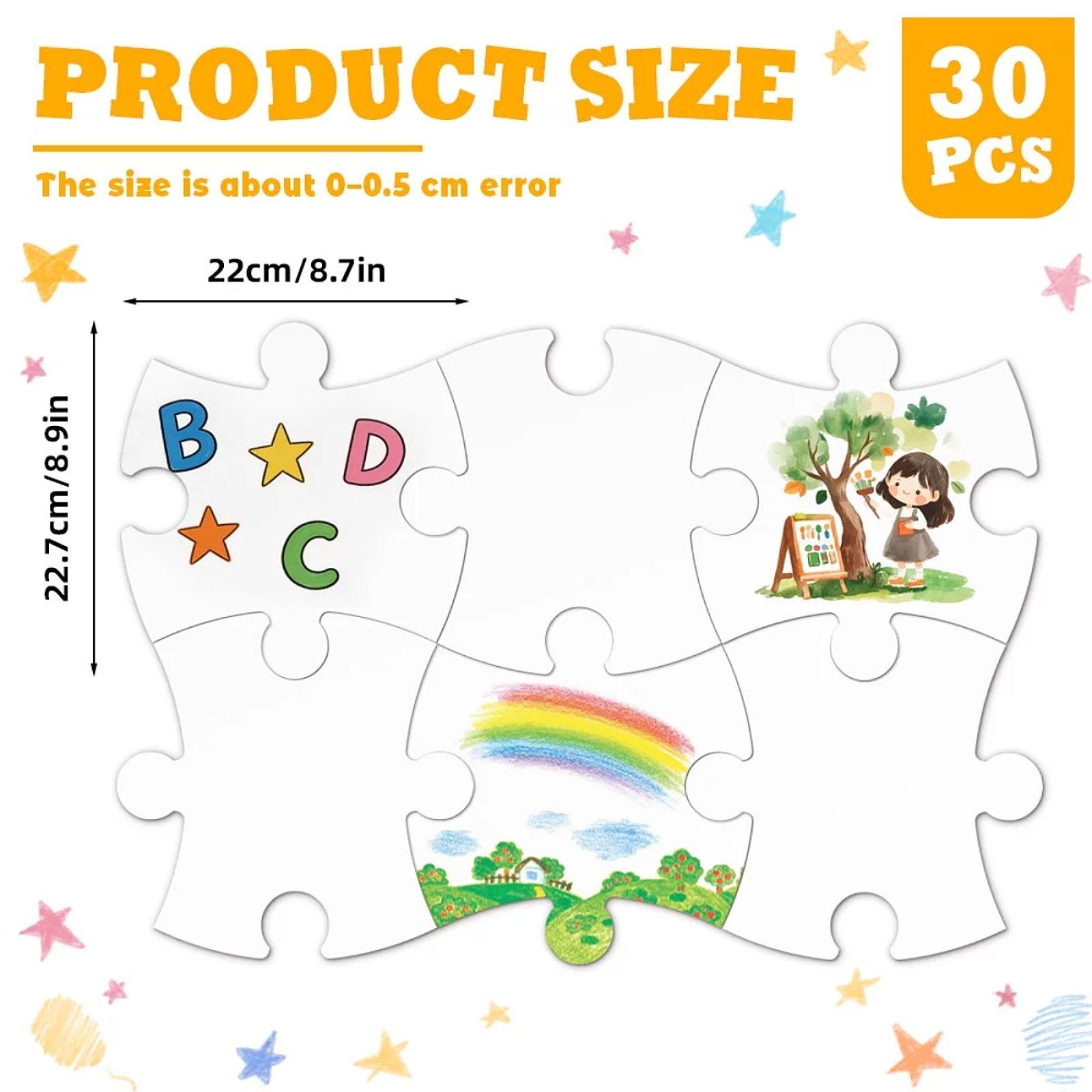 Puzzle Blank White - 30x Blank Jigsaw Puzzles White for