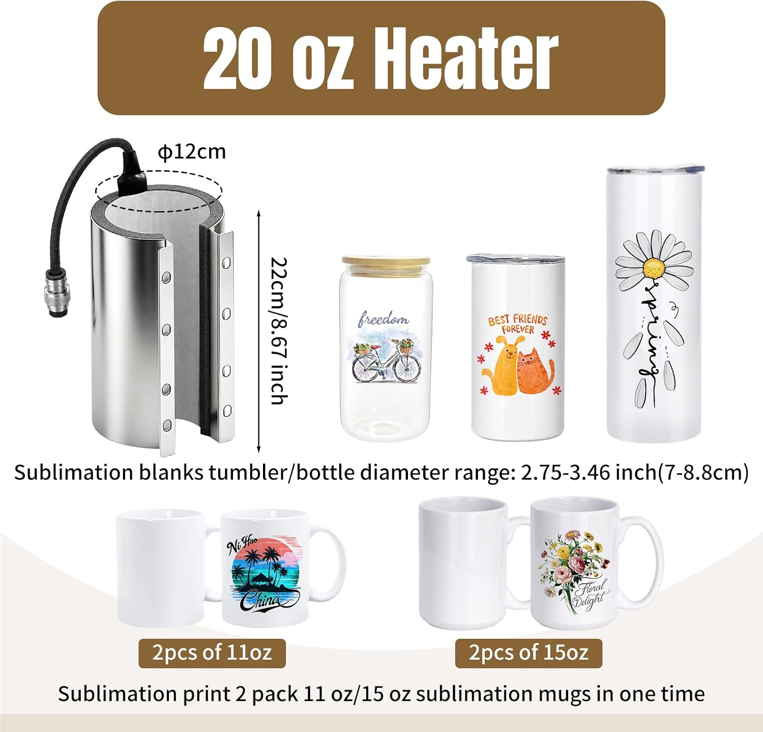3-in-1 Sublimation Tumbler Hea - Sublimation Mug White ulasan dan harga
