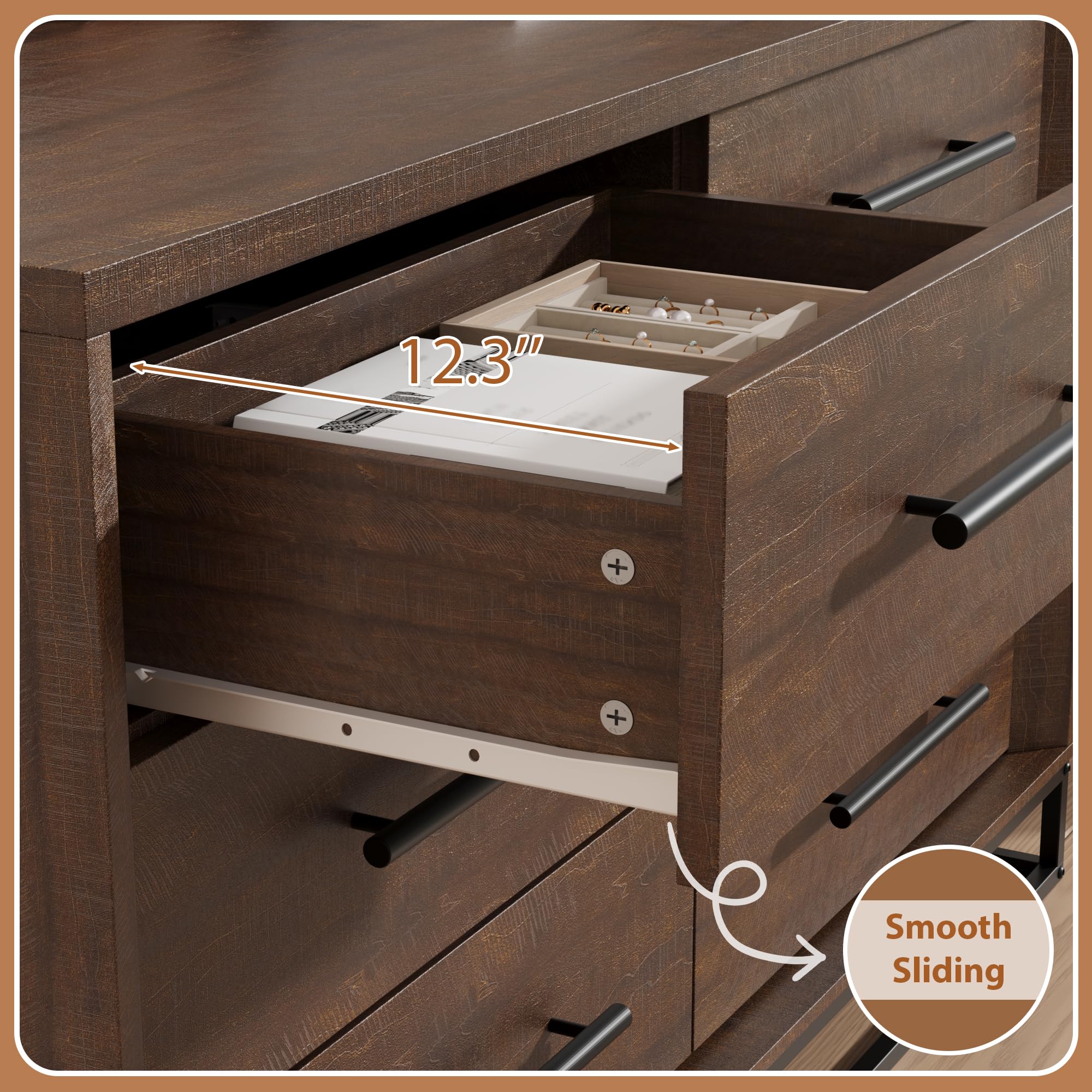 6 Drawer Dresser for Bedroom,  - Metal Photo Panel ulasan dan harga